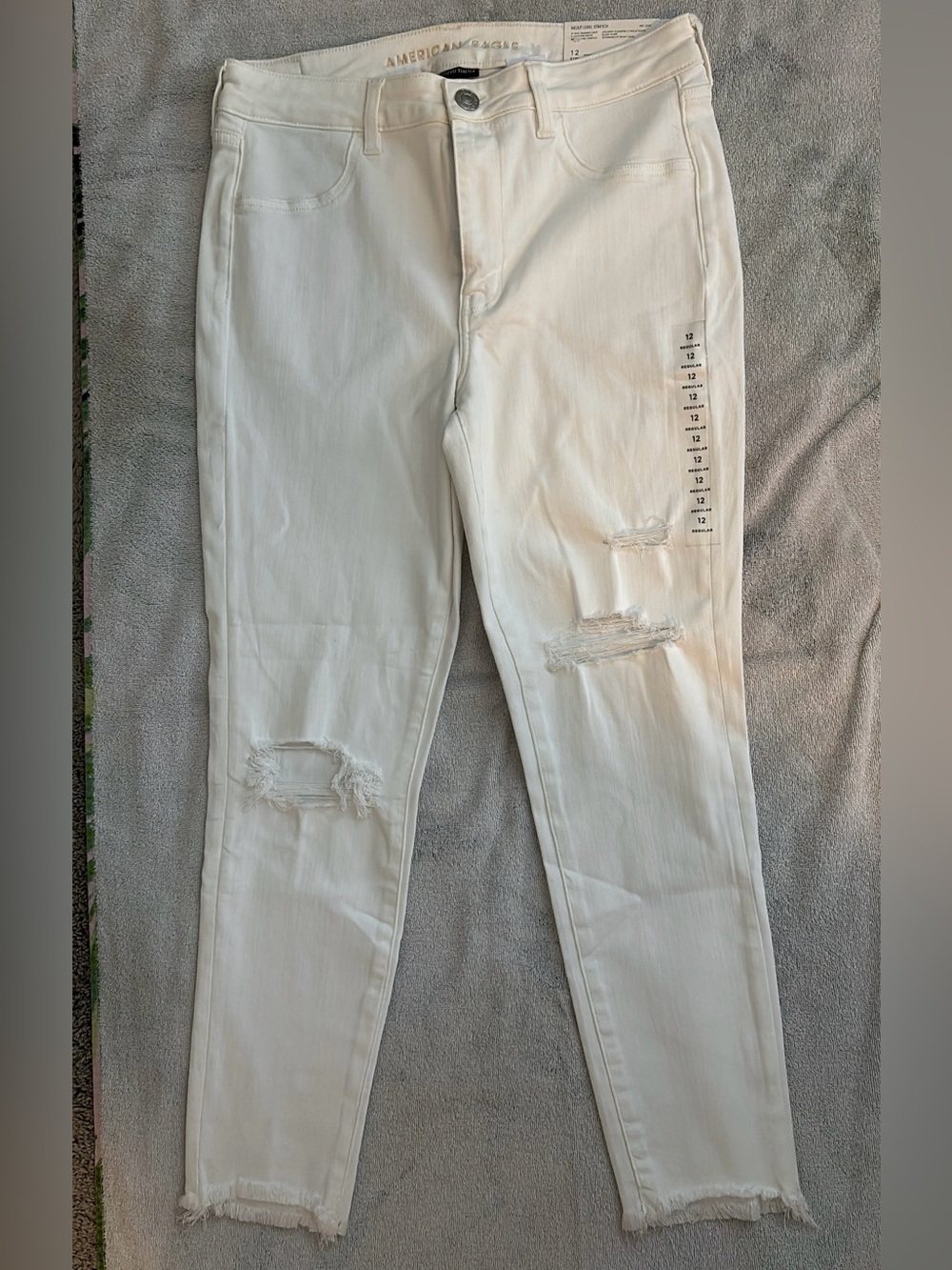 American Eagle Outfitters White Distressed Skinny Jeans